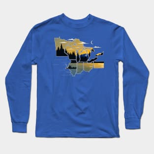 Great Lakes Sunset Kayak Fishing Original Great Lake States Long Sleeve T-Shirt